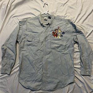 Vintage Disney Winnie the Pooh Tigger and Rabbit button down striped shirt L
